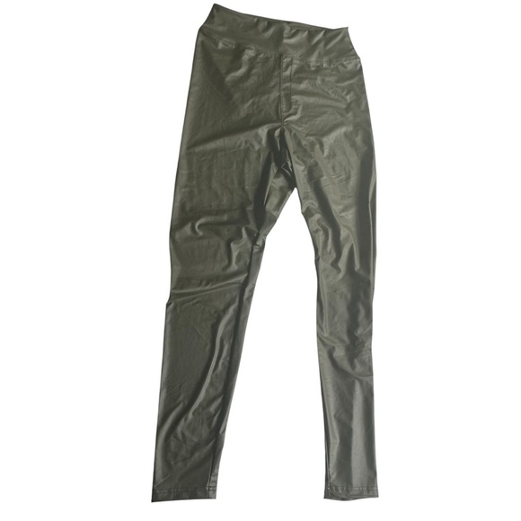 Aerie Offline Luxe Faux Leather Leggings Green NWT - Picture 3 of 7